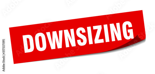 downsizing sticker. downsizing square sign. downsizing. peeler