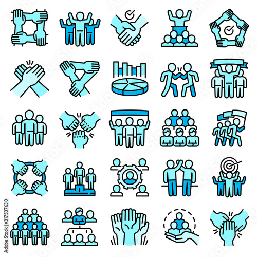 Cohesion icons set. Outline set of cohesion vector icons for web design isolated on white background