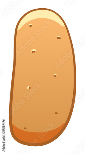 Brown cartoon style potato on white background