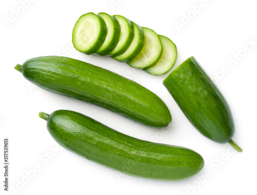 Mini Cucumbers Isolated On White Background photo