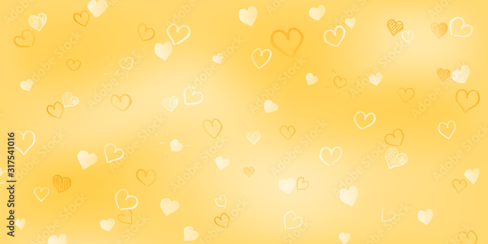 Background of small white hand drawn hearts on yellow background. Illustration on Valentine's day Background of small white hand drawn hearts on yellow background. Illustration on Valentine's day