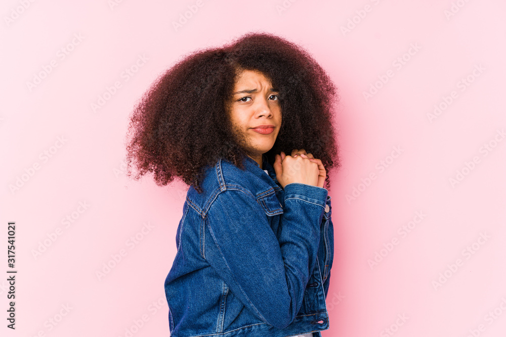 Young african american woman scared and afraid. Young african american woman scared and afraid.