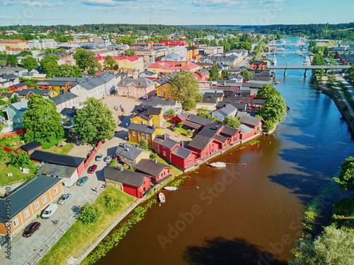 Aerial view of historical town of Porvoo in Finland