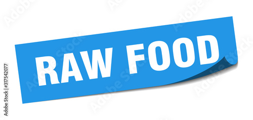raw food sticker. raw food square sign. raw food. peeler
