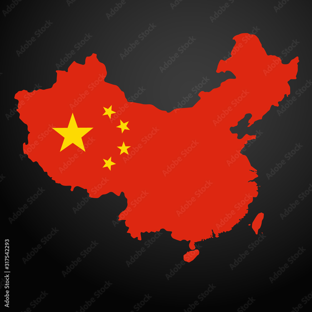 Naklejka premium Icon of the flag of China in the form of a map