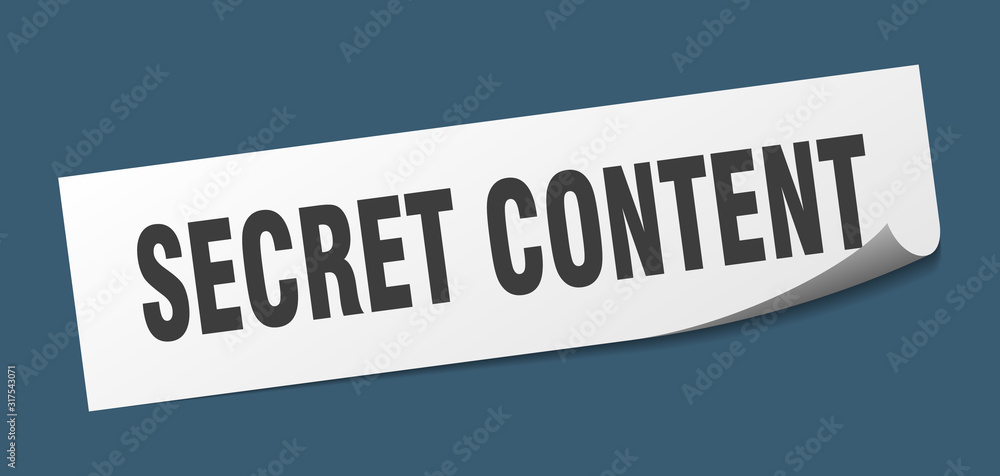secret content sticker. secret content square sign. secret content. peeler