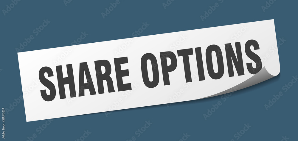 share options sticker. share options square sign. share options. peeler