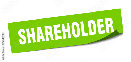 shareholder sticker. shareholder square sign. shareholder. peeler