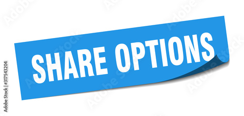 share options sticker. share options square sign. share options. peeler