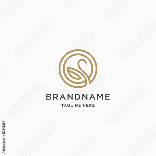 Swan logo icon design template vector illustration