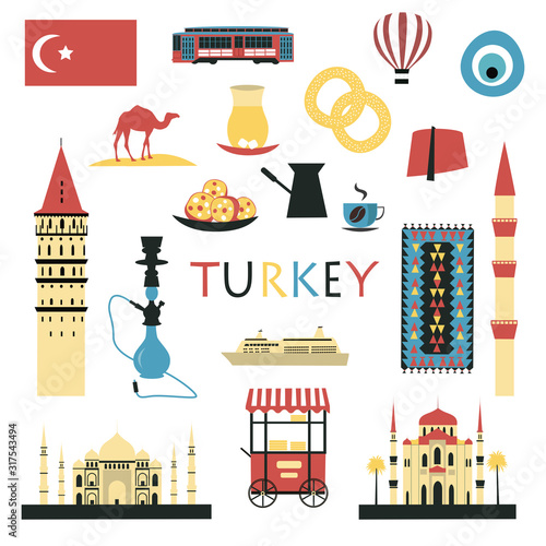 Fototapeta Naklejka Na Ścianę i Meble -  Turkey symbols and icons
