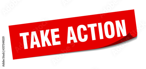 take action sticker. take action square sign. take action. peeler