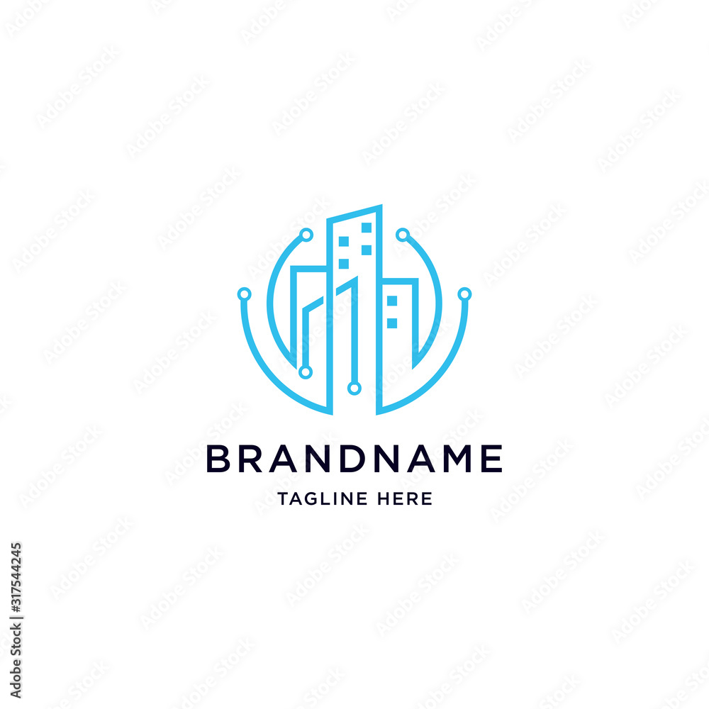 Digital tech city logo design template vector illustration Digital tech city logo design template vector illustration