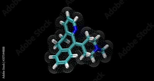 Azatadine, Antihistamine / competitive inhibitor of histamine H1-receptor, (anti-allergy), 3D molecule photo