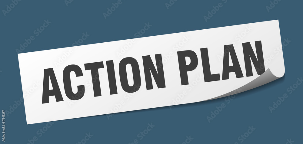 action plan sticker. action plan square sign. action plan. peeler