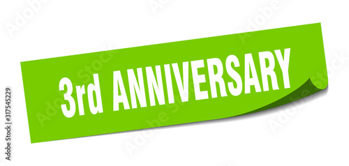 3rd anniversary sticker. 3rd anniversary square sign. 3rd anniversary. peeler