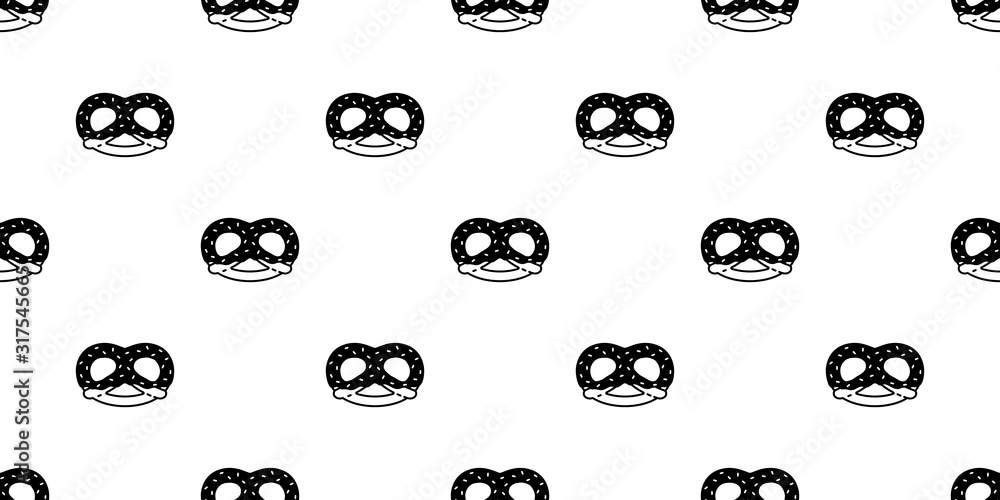 pretzel seamless pattern cookie vector snack bread scarf isolated tile background repeat wallpaper cartoon doodle illustration design