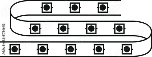 LED diode icon, LED stripe icon, Vector illustration.