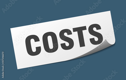 costs sticker. costs square sign. costs. peeler
