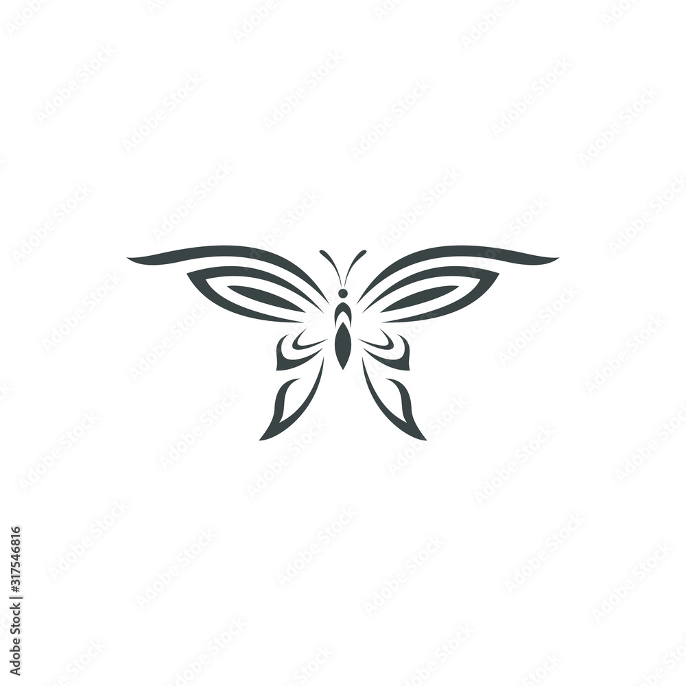 Butterfly design template line vector concept Butterfly design template line vector concept
