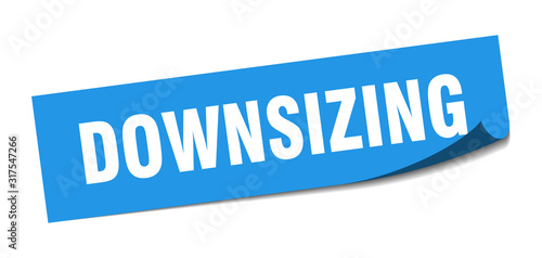 downsizing sticker. downsizing square sign. downsizing. peeler