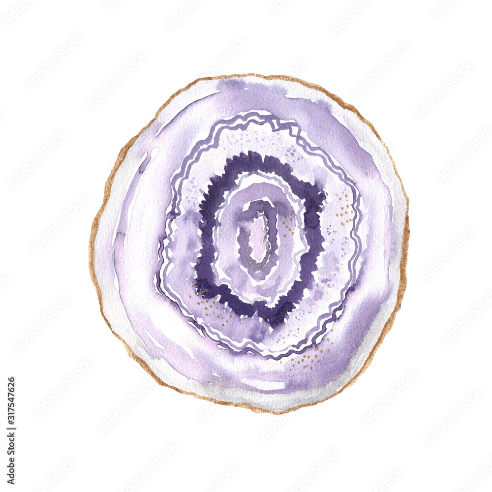 Bright hand painted watercolor agate slice Bright hand painted watercolor agate slice