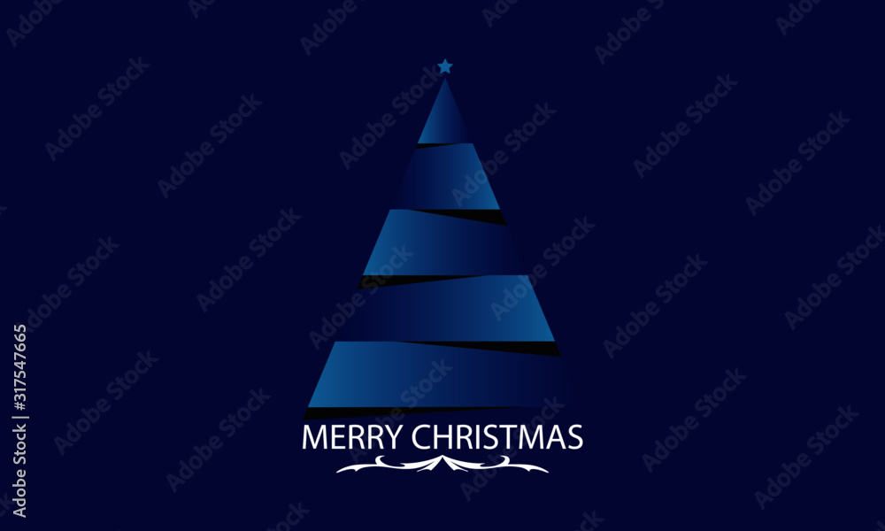 Fototapeta premium Merry Christmas Tree and Hand Written Font Vector