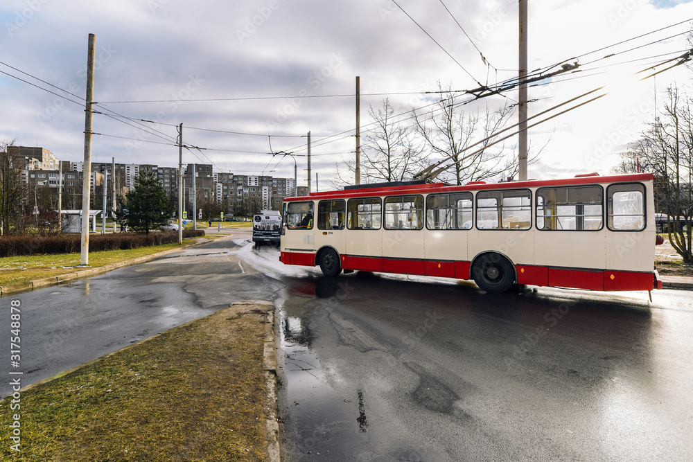 A Trolleybus in the street of Vilnius