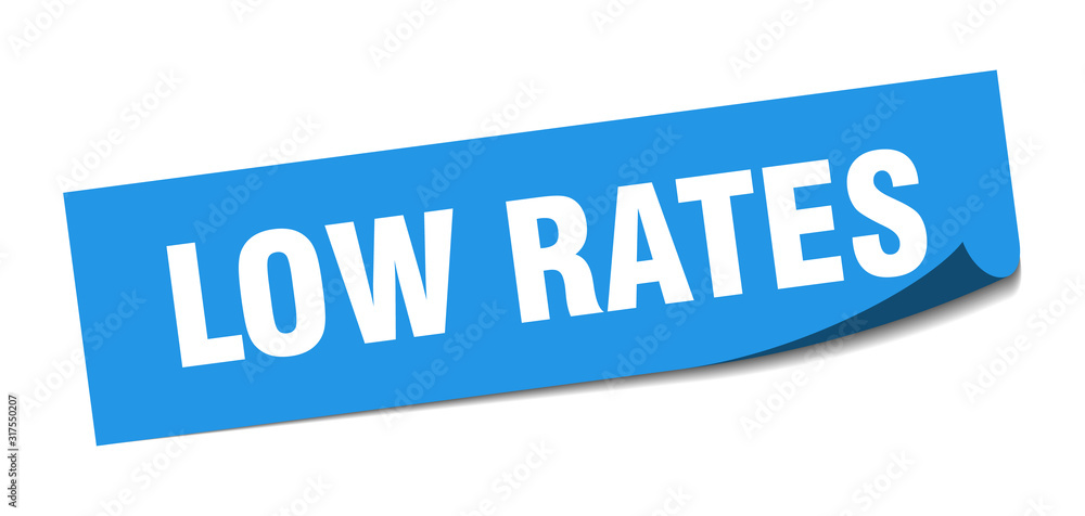 low rates sticker. low rates square sign. low rates. peeler low rates sticker. low rates square sign. low rates. peeler