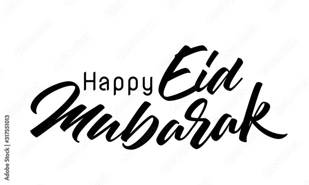 Isolated Calligraphy of Happy Eid Mubarak with black color Isolated Calligraphy of Happy Eid Mubarak with black color