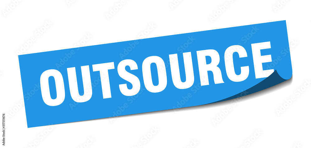 outsource sticker. outsource square sign. outsource. peeler