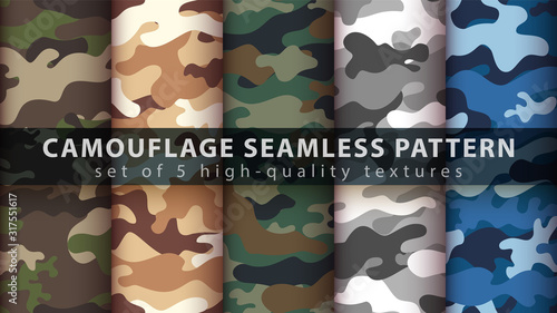 Set camouflage military seamless pattern photo