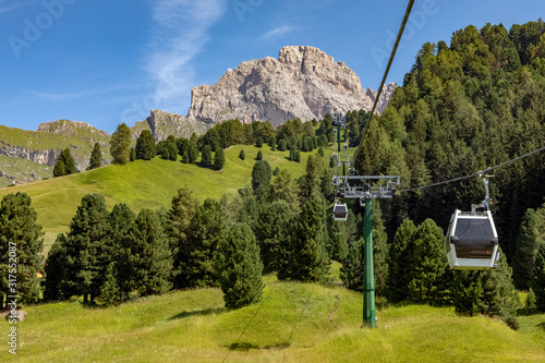 Cable Railway to Col Raiser Alp, Val Gardena in the Dolomite Alps, South Tyrol, Italy