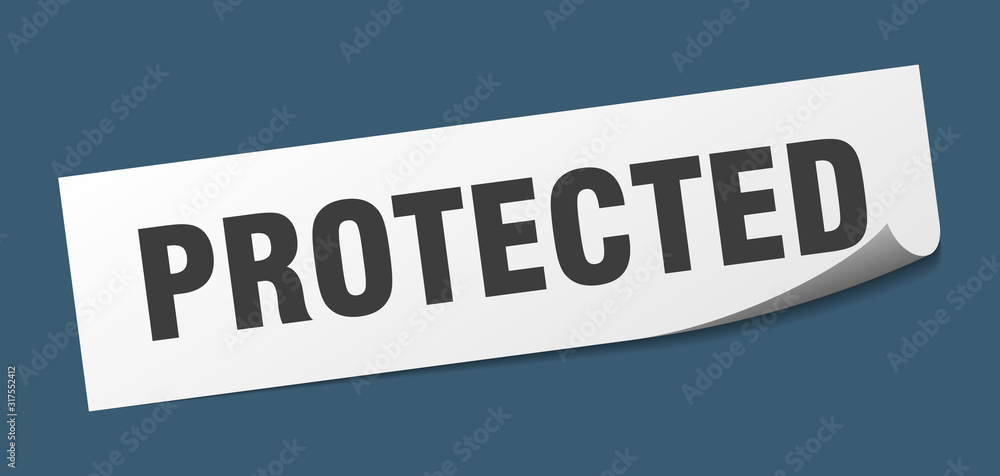 protected sticker. protected square sign. protected. peeler