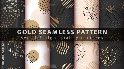Gold, glitter - set seamless pattern