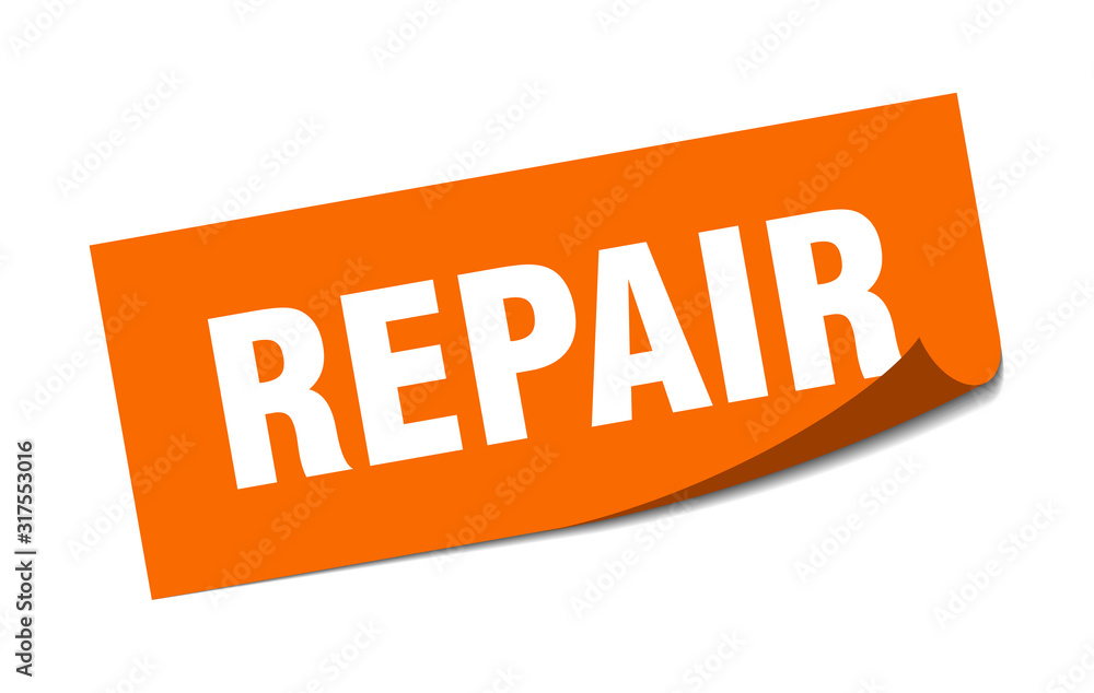 repair sticker. repair square sign. repair. peeler repair sticker. repair square sign. repair. peeler