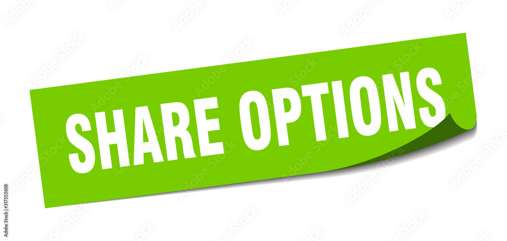 share options sticker. share options square sign. share options. peeler share options sticker. share options square sign. share options. peeler