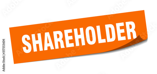 shareholder sticker. shareholder square sign. shareholder. peeler