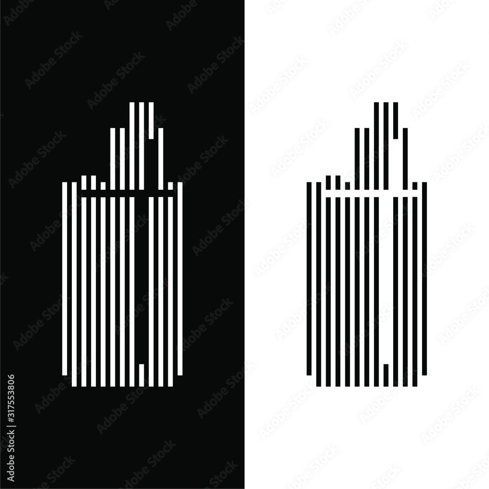 Vape mods symbol with straight line art icon in flat design monogram illustration Vape mods symbol with straight line art icon in flat design monogram illustration