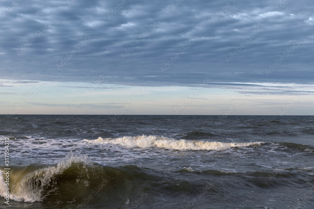 Baltic sea in cloudy and windy day.