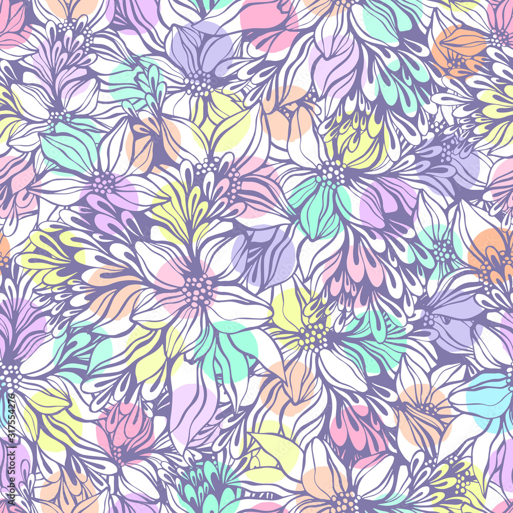Fototapeta premium Abstract seamless pattern with hand drawn textures. Vector background.