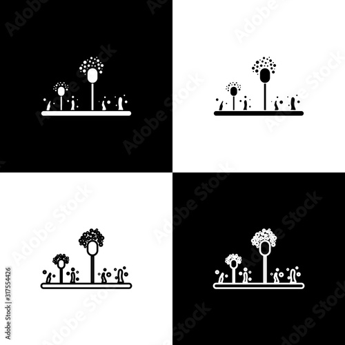 Set Mold icon isolated on black and white background. Vector Illustration
