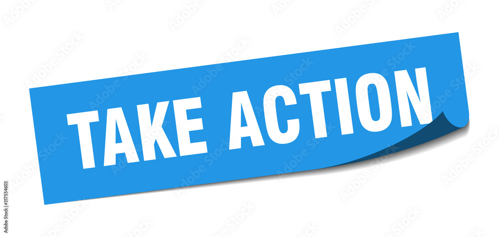 take action sticker. take action square sign. take action. peeler