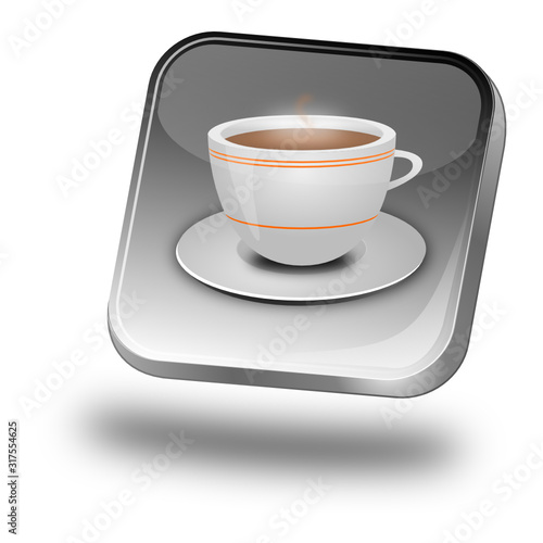 Button with a Cup of Coffee - 3D illustration