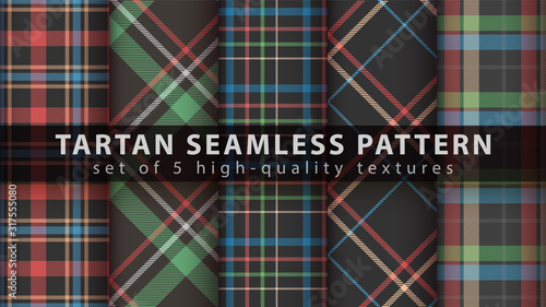 Set classic tartan seamless pattern.