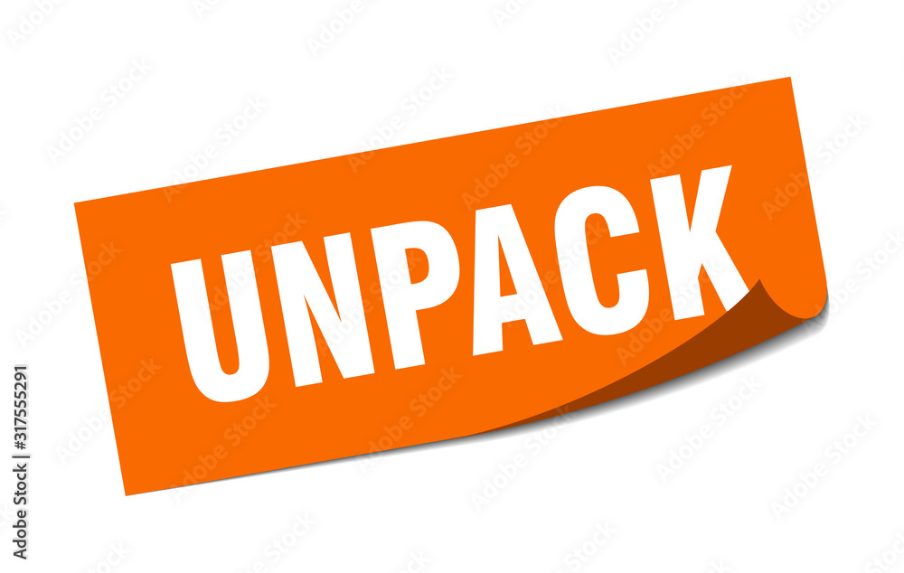 unpack sticker. unpack square sign. unpack. peeler unpack sticker. unpack square sign. unpack. peeler
