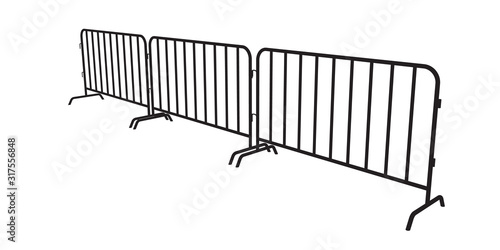 Urban portable steel barrier. Black silhouette of a barrier fence on a white background.