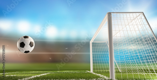 soccer field and ball and g...