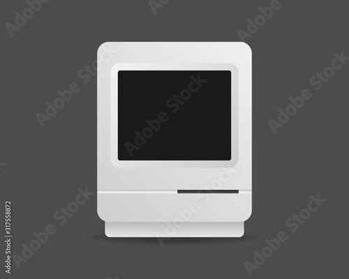 Vintage computer. Retro computer mockup vector. Mockup vector isolated. Template design. Realistic vector illustration.