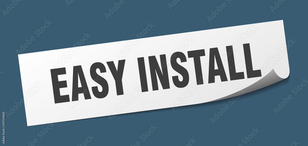 easy install sticker. easy install square sign. easy install. peeler